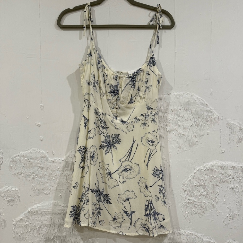 Astr Navy Floral Spaghetti Strap Dress